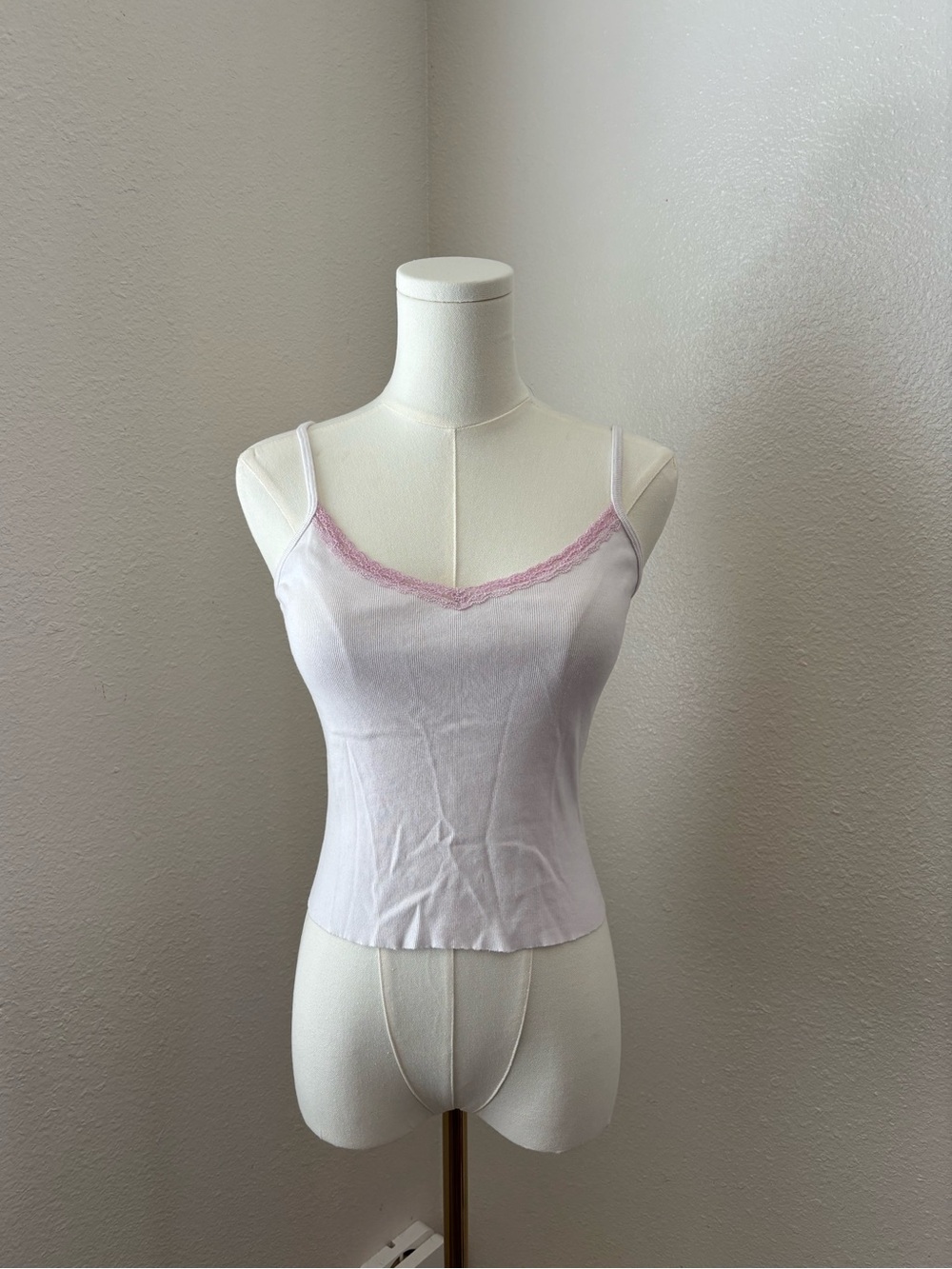 Brandy Melville pink Nicolette lace tank